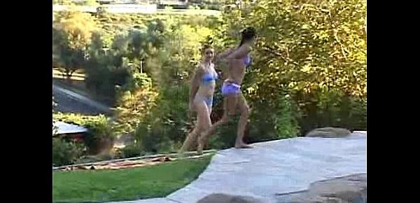  Chloe 18 and her Girlfriend are Outdoors in a Pool having Lesbian Sex